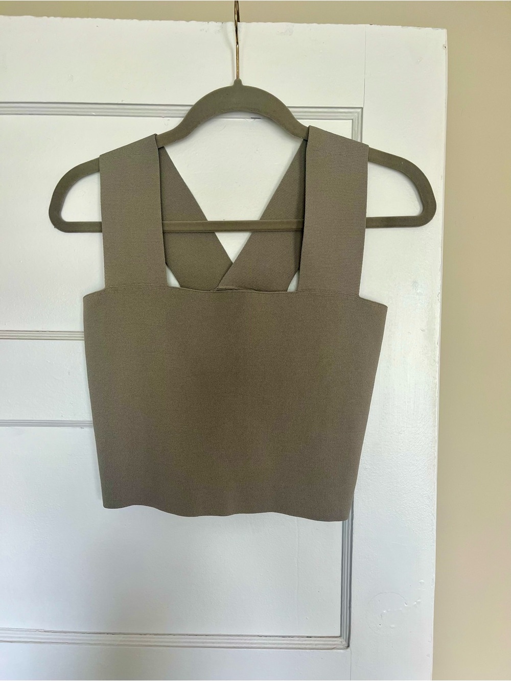 Petal & Pup Sage/Olive Gray Cropped Square Neck Tank - Picture 1 of 5